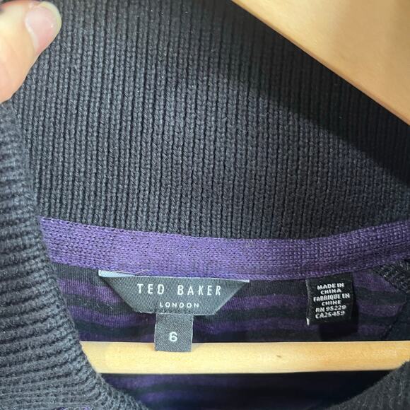 Ted Baker Men’s Shawl Collar Sweater Size 6 Black Cotton Blend Knit - Picture 3 of 6